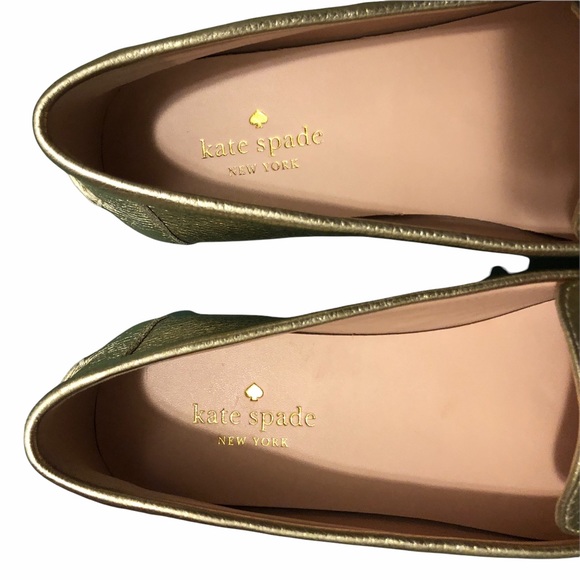 COPY - Kate ♠️ Spade NEW YORK Bergman Gold Leather Loafers Spade Detail authent… - Picture 10 of 15